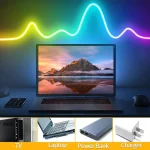 ریسه نئون فلکسی RGB-IC برنامه‌پذیر ۵ متری رونده و حساس به صدا - تصویر 7
